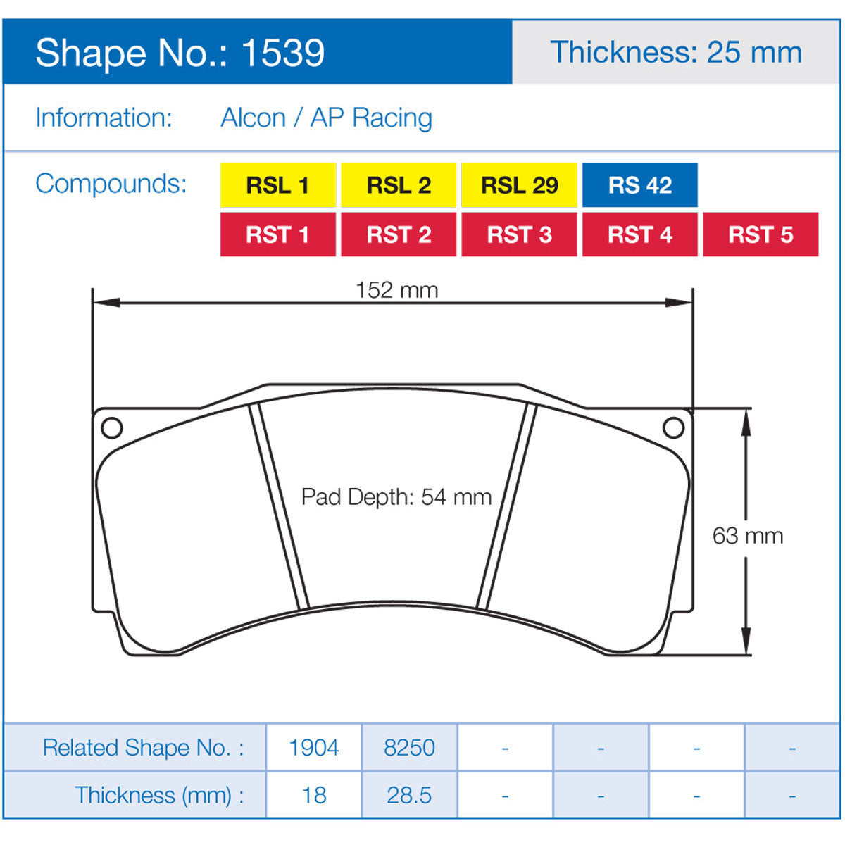 Plaquettes Pagid RSL29 1539 - AP Racing Pro5000R CP9668