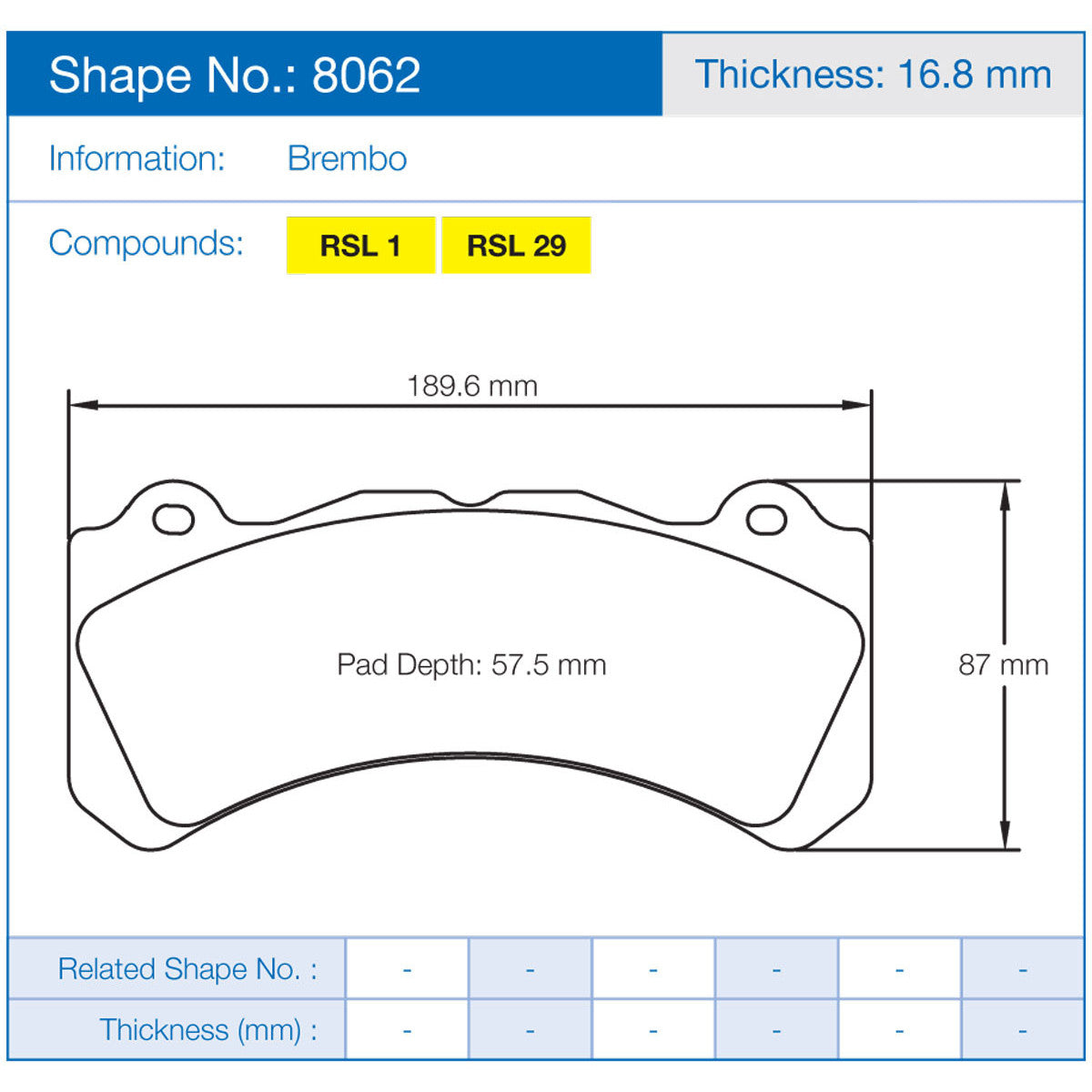Plaquettes Pagid RSL1 Brembo GT 6 pistons