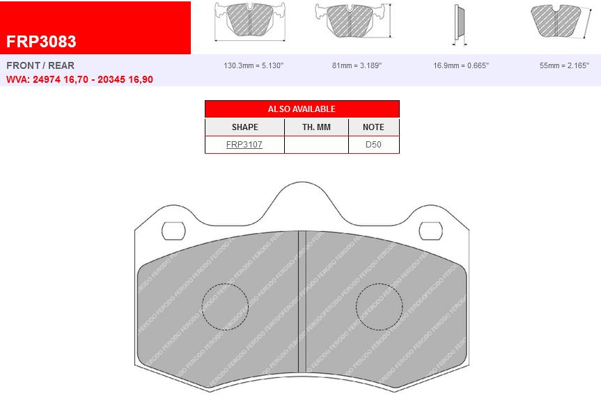 Plaquettes FERODO DS3000 Lotus Exige S3