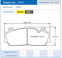 Charger l&#39;image dans la galerie, Plaquettes PAGID RSL29 BMW M3-M4 F8x
