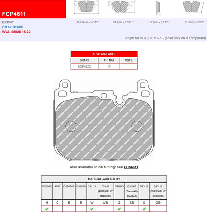 Plaquettes Ferodo DS2500 BMW M3-M4 F8x
