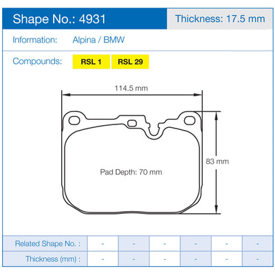 Plaquettes Pagid RSL29 BMW M3-M4 F8x