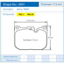 Charger l&#39;image dans la galerie, Plaquettes PAGID RSL29 BMW M3-M4 F8x
