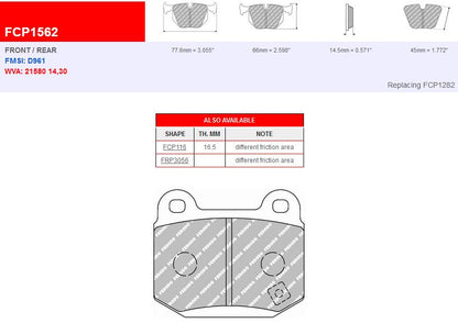 Plaquettes FERODO DS3000 Lotus Elise- Exige S1-S2-cup240