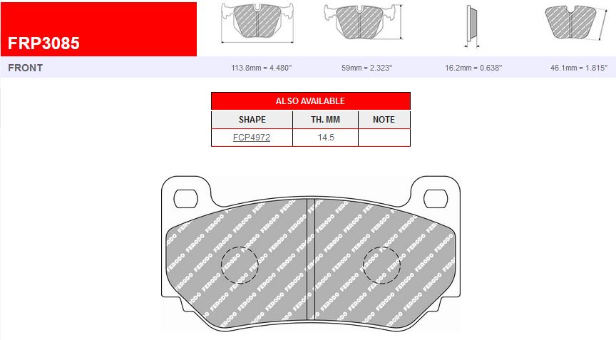 Plaquettes FERODO DS3000 Lotus Elise- Exige S1-S2-cup240