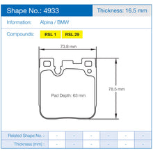 Charger l&#39;image dans la galerie, Plaquettes PAGID RSL29 BMW M3-M4 F8x
