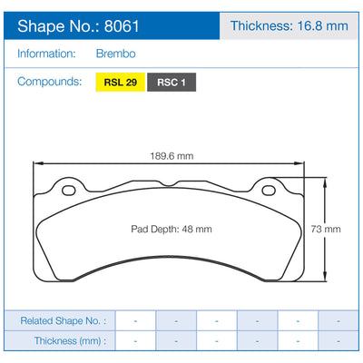 Plaquettes Pagid RSL29 Brembo GT 6 pistons